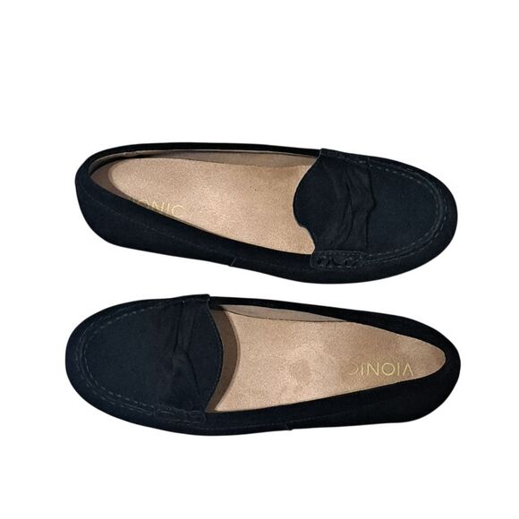Vionic Norah Moccasin Slip On Goth Suede Bow Detail  Size 8 Black - Picture 1 of 12